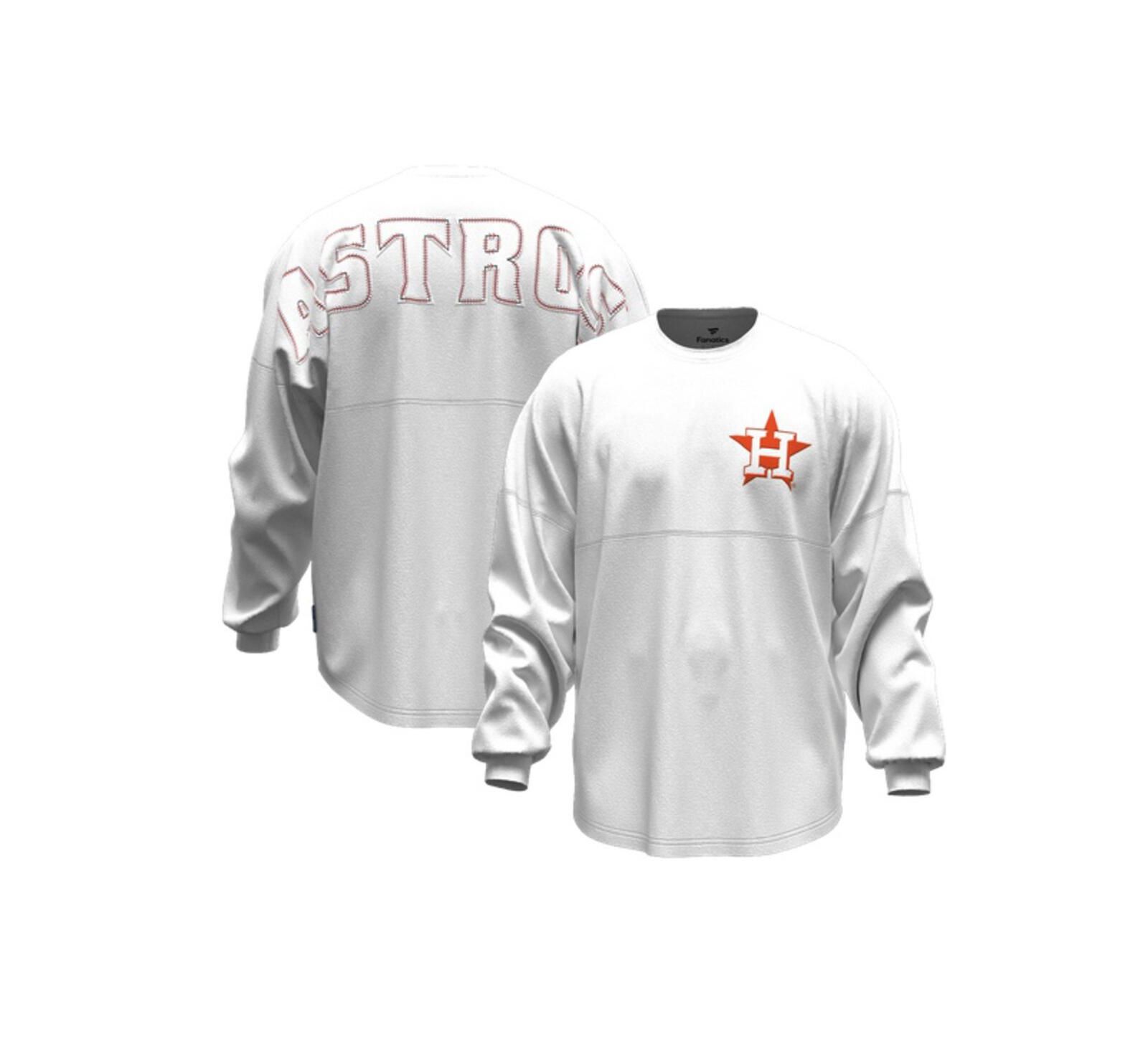Fanatics Women's White Houston Astros Baseball Stitch Spirit Jersey Long Sleeve T-Shirt