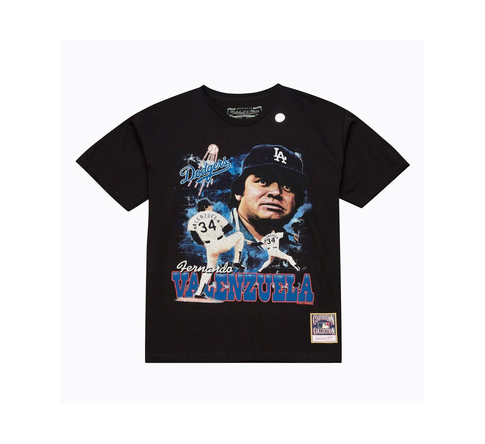 Mitchell & Ness Мужская футболка Fernando Valenzuela Black Los Angeles Dodgers Legendary Collage