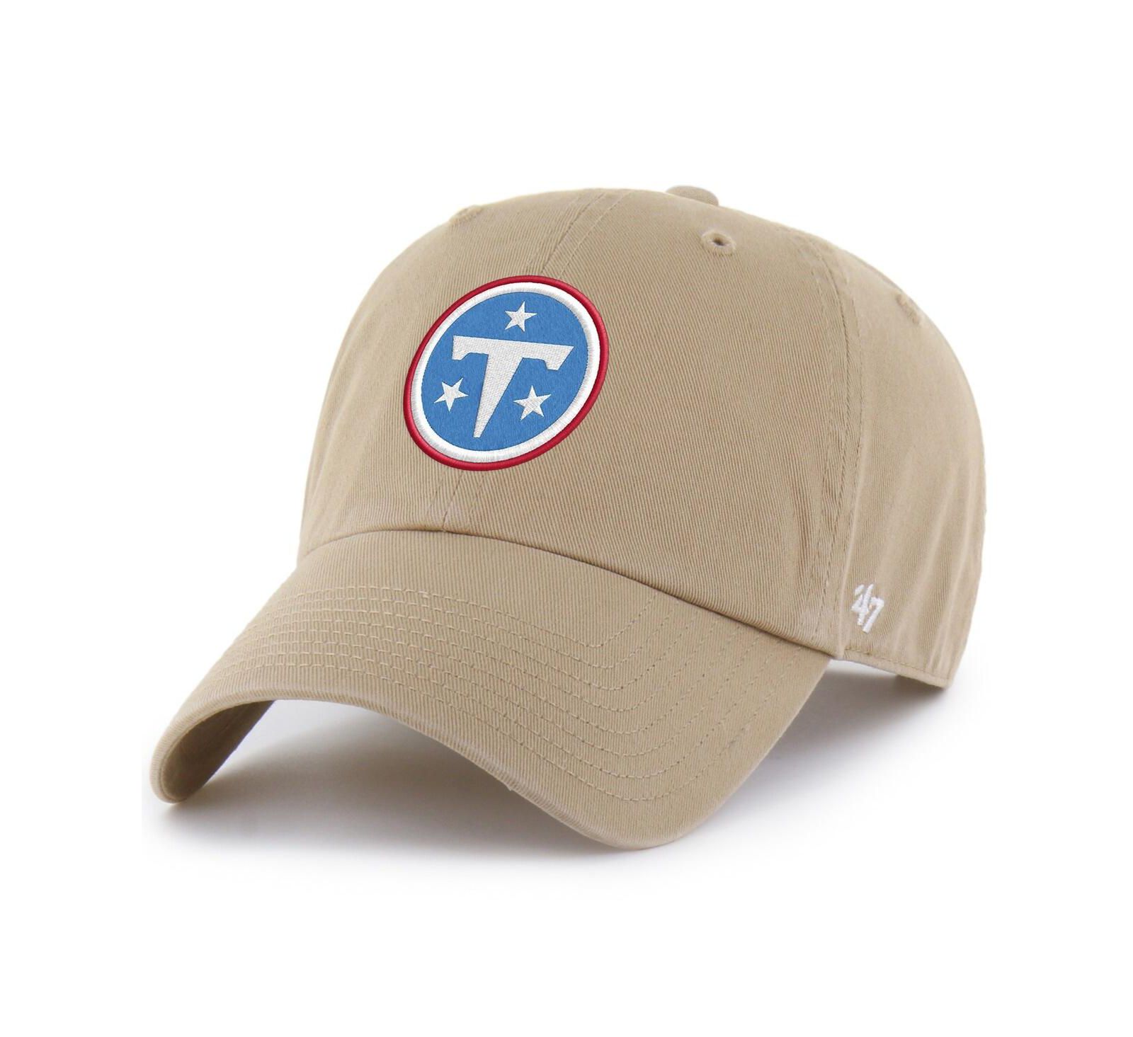 Мужская бейсболка '47 Brand Khaki Tennessee Titans Primary Logo Clean Up Adjustable
