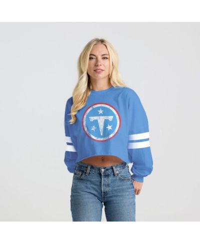 Spirit Jersey Women's Light Blue Tennessee Titans Sleeve Stripe Long Sleeve T-Shirt