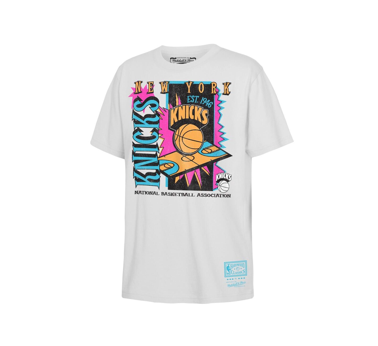 Mitchell & Ness Big Boys and Girls White New York Knicks Neon Court Shock T-Shirt