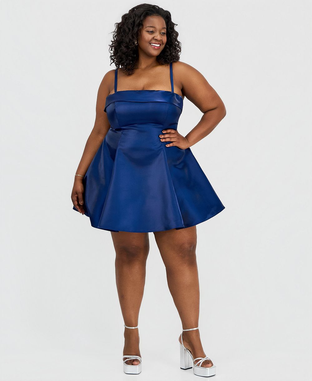 Модное платье Plus Size из атласа без рукавов крой Fit & Flare