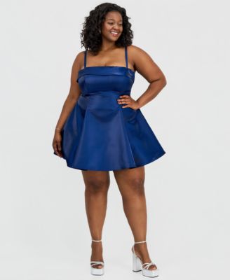 Модное платье Plus Size из атласа без рукавов крой Fit & Flare
