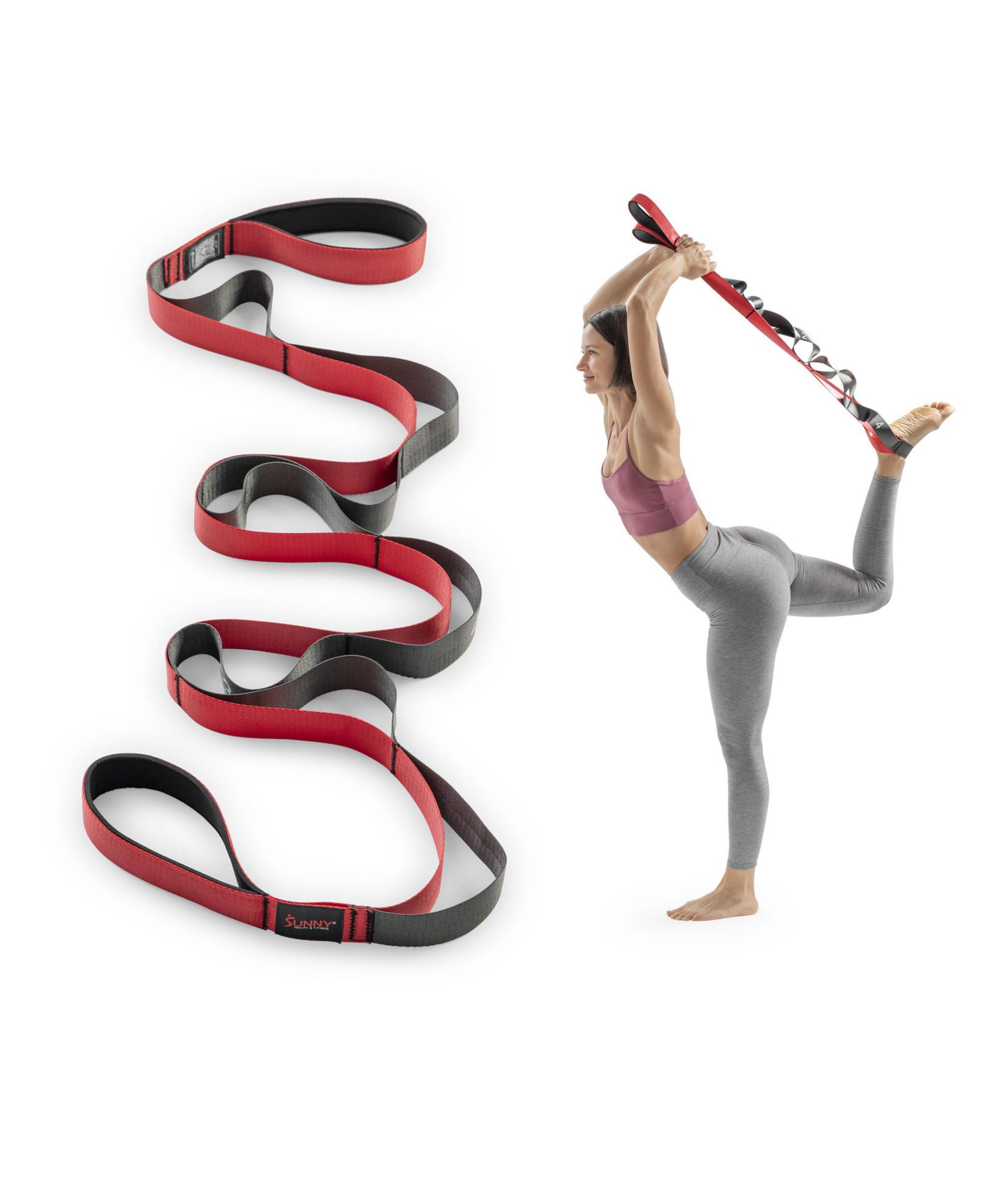 Sunny Health and Fitness эластичный ремень для йоги с 8 петлями