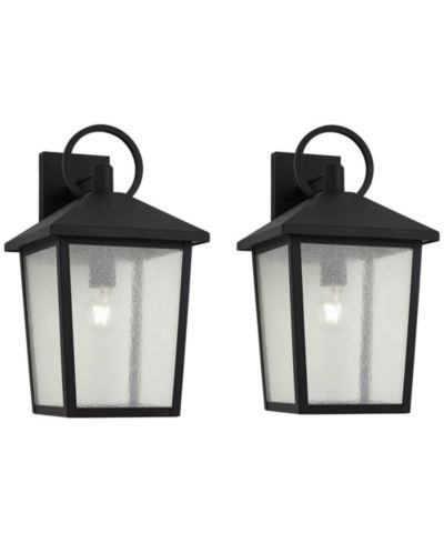 John Timberland Westmont 18"H Sand Black Outdoor Wall Light Set of 2