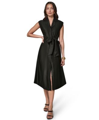 Женское платье рубашка с воротником и поясом Donna Karan New York