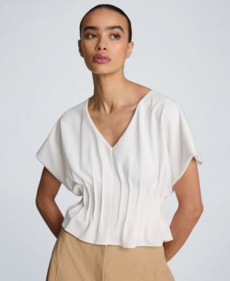 Женский плиссированный топ с V-образным вырезом Kenneth Cole