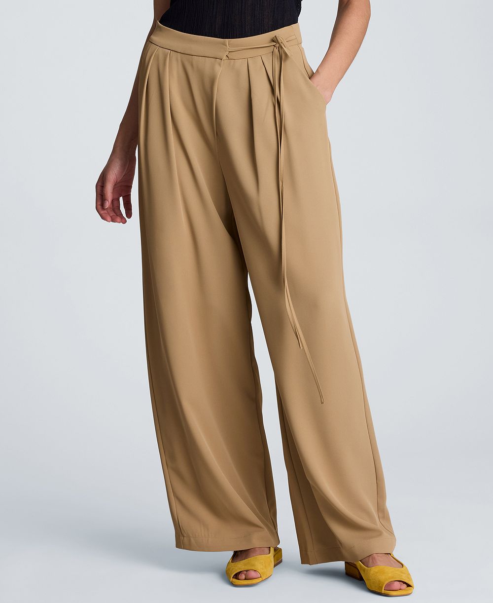 Женские брюки Kenneth Cole High Rise Fly Front Double Pleat Asymmetric Wide Leg