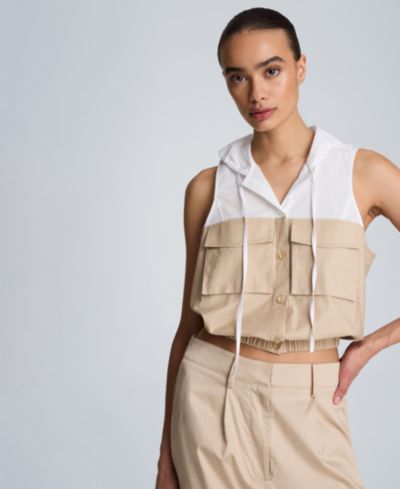 Женский укороченный топ Kenneth Cole Hooded Sleeveless Crop Top