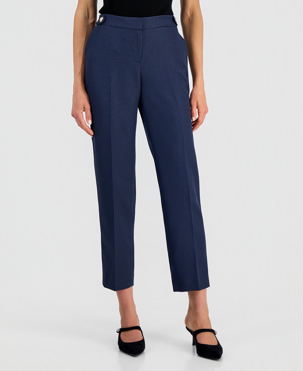 Женские брюки Kasper Mini-Check-Print Mid-Rise Ankle
