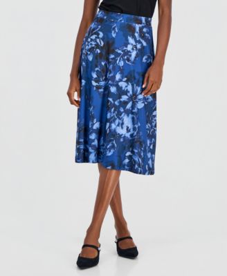 Kasper Women's Printed Pull-On A-Line Midi Skirt
