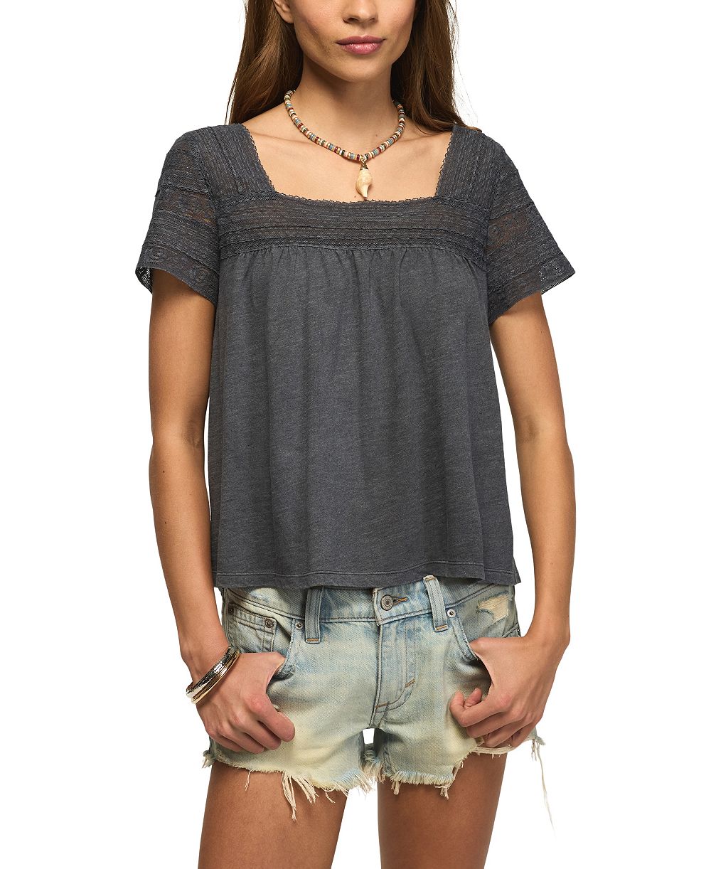 Lucky Brand Женский Square Neck Lace Trim Swing Top
