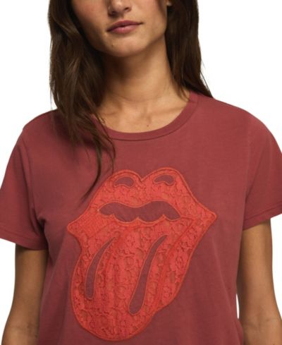 Мужская футболка Lucky Brand Women's Rolling Stones Tongue Motif Crewneck