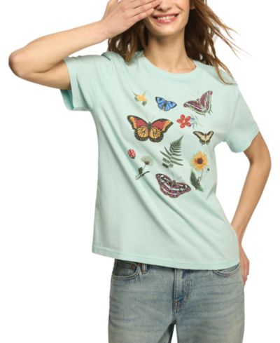 Женская футболка Lucky Brand Embellished Butterfly Print Boyfriend