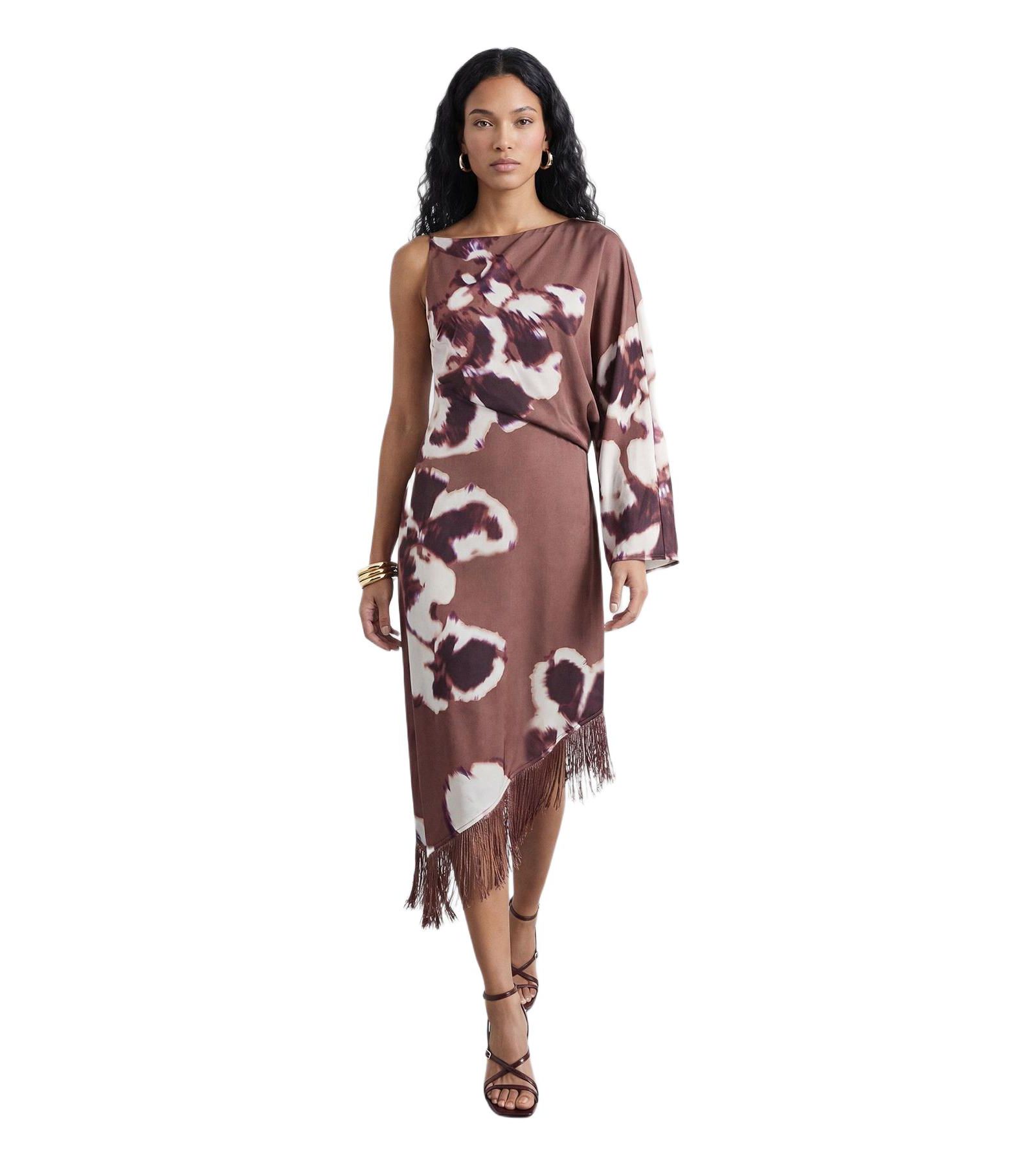 Warehouse Women's One Shoulder Satin Midi Dress