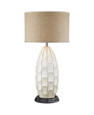 Possini Euro Design Cosgrove 32 3/4" Tall Oval Mid Century Table Lamp Dimmable USB Workstation Base Charging