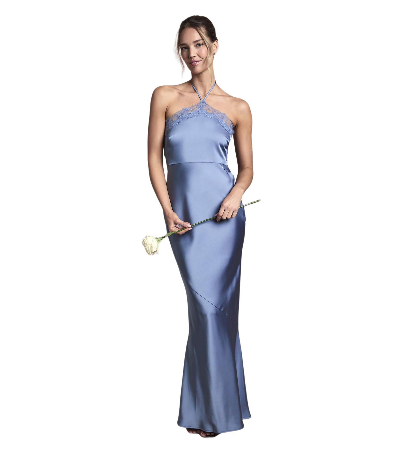 Oasis Women's Halter Satin Maxi Bridesmaid Dress