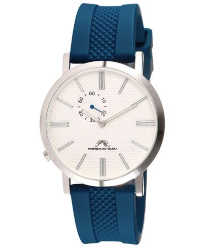 Porsamo Bleu Men's Bennett Round Blue Silicone Strap Watch 40 mm