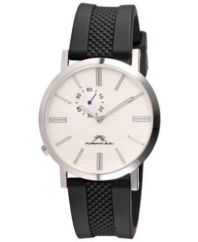 Porsamo Bleu Men's Bennett Round Black Silicone Strap Watch 40 mm