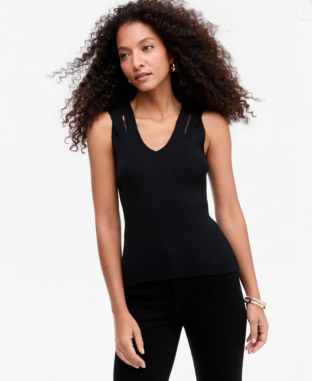 I.N.C. International Concepts Women's Ribbed-Knit Cutout Tank, Macy's Exclusive