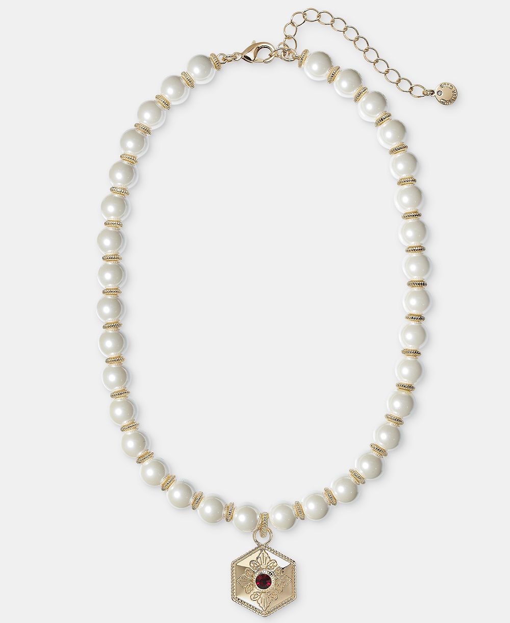 Ожерелье-подвеска Charter Club Faux-Pearl and Glass Stone