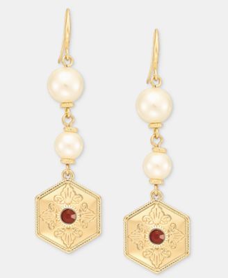Серьги Charter Club Glass and Faux Pearl Linear Drop