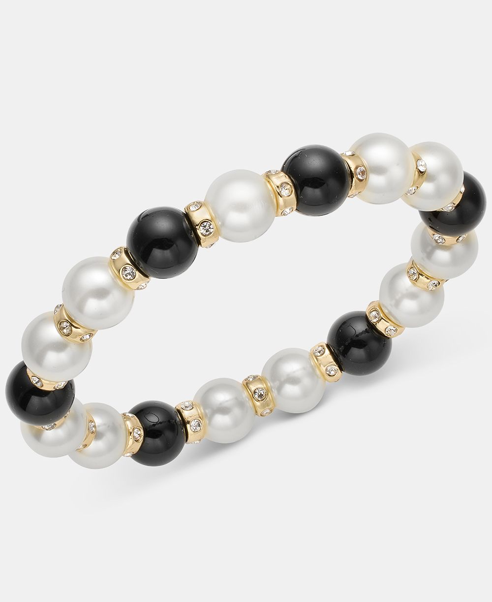 Браслет Charter Club Glass and Faux Pearl Stretch