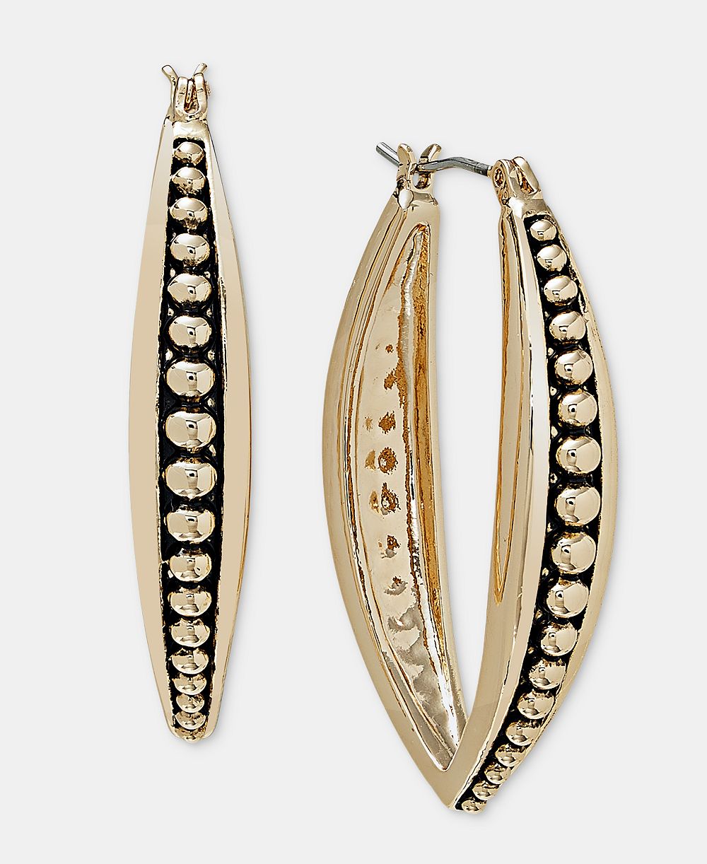 Style & Co серьги-кольца с бусинами Gold-Tone