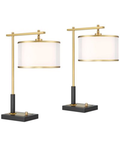 Possini Euro Design настольная лампа Hayven 23 1/2" Mid Century Modern, комплект из 2 шт, с USB портами