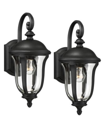 John Timberland Vintage Outdoor Wall Light Fixtures Set of 2 Metal 16  Clear Glass for Exterior Barn Deck House Porch