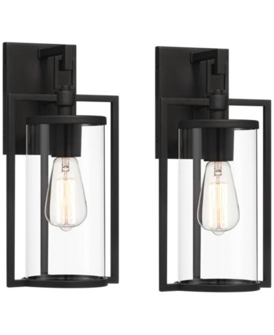 John Timberland Rennes 15 High Modern Outdoor Wall Light Fixture Mount Porch House Exterior Set of 2  Clear Glass Shade