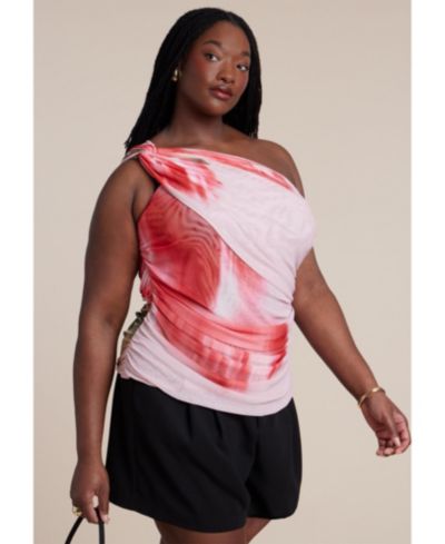 ELOQUII Женский топ ELOQUII Twist Drape Sheer Mesh