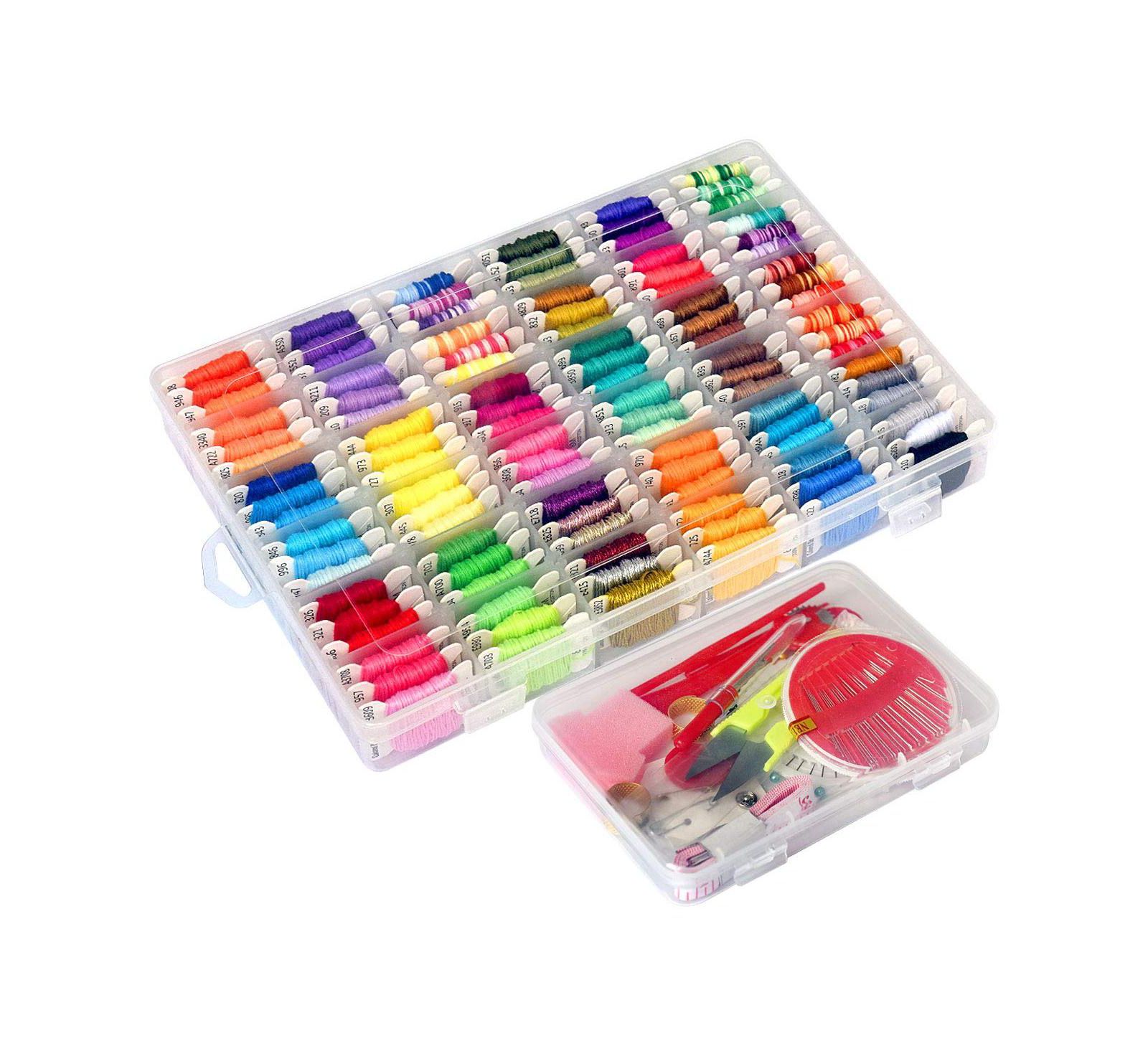 GNUADZ 218pieces  Embroidery Floss Bracelet Kit Organizer Box Friendship Craft Tools Beginners 108-color