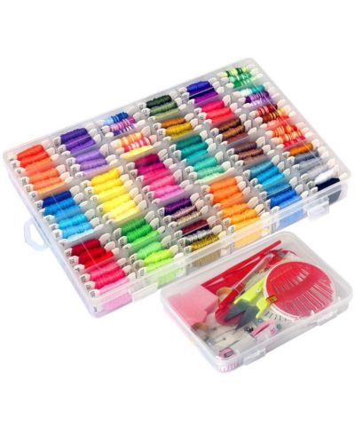 GNUADZ 218pieces  Embroidery Floss Bracelet Kit Organizer Box Friendship Craft Tools Beginners 108-color