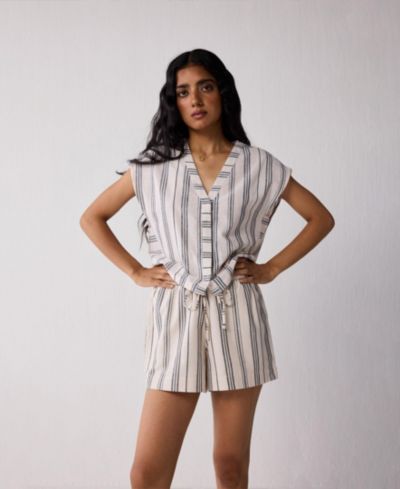 Reistor Women's Regular Drawstring Shorts in Stripes