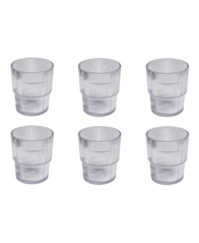 Abode Homewares Fine Ribbed Acrylic Drinking Glasses, Set of 6
