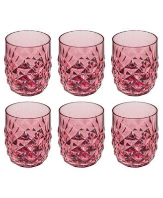 Abode Homewares Diamond Cut Acrylic Stemless Wine Glasses, Set of 6