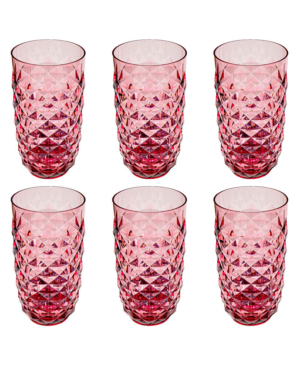 Abode Homewares Diamond Cut Acrylic Drinking Glasses, Set of 6