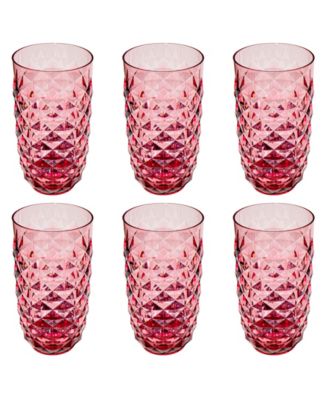 Abode Homewares Diamond Cut Acrylic Drinking Glasses, Set of 6