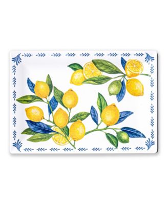 Abode Homewares Lemon Orchard 14" Melamine Rectangular Serving Tray