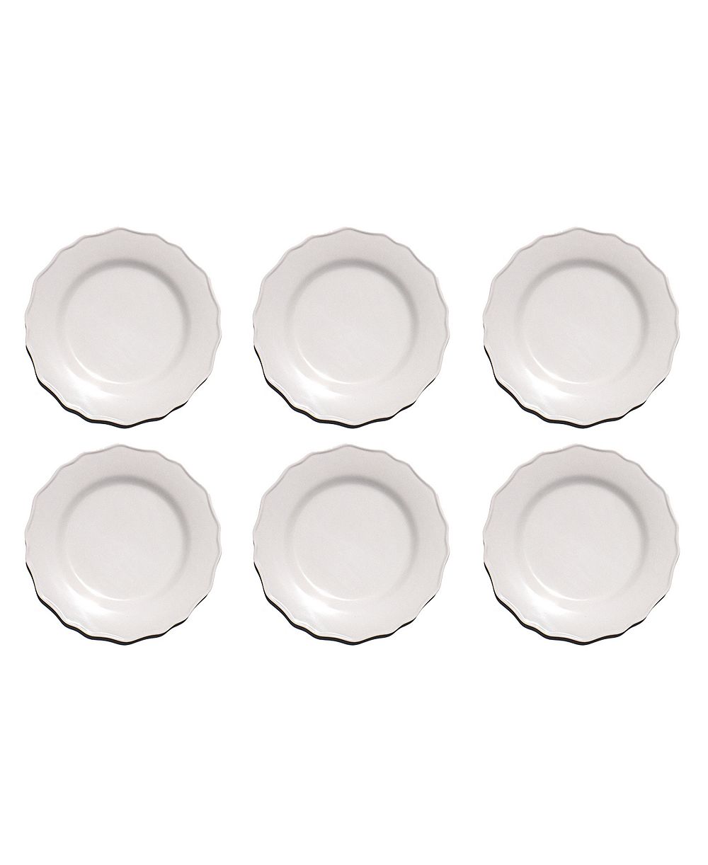 Abode Homewares Scallop NewWave Melamine Dinner Plates, Set of 6