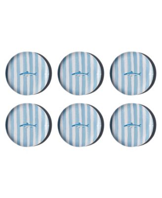 Abode Homewares Sardinia NewWave Melamine Stripe Salad Plates, Set of 6