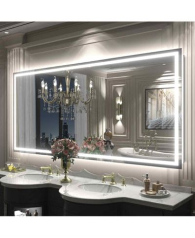 Apmir 72" x 32" Super Bright Front and Back LED Lighted Anti-Fog Tempered Glass Bathroom/Vanity Mirror with ETL and 3-Year Warranty