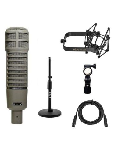 Динамический кардиоидный микрофон Electro-Voice RE20 Variable-D + телескопическая настольная стойка + подвес HandA + 25' XLR