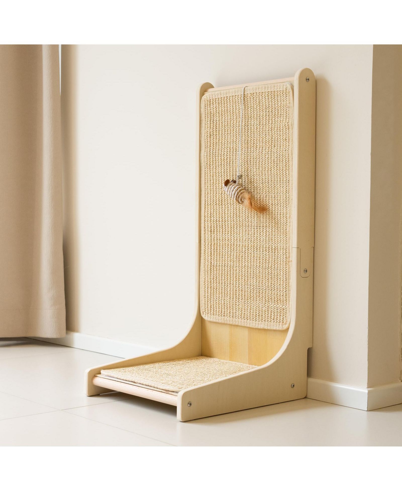 ARONKL Sisal Cat Scratcher Upright Wall Mounted Vertical L Shape Board Durable Protect Furniture Plush Mouse