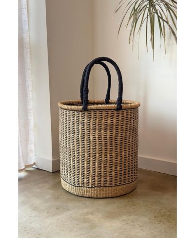 Mbare, Natural  Vertical Stripe Laundry Hamper