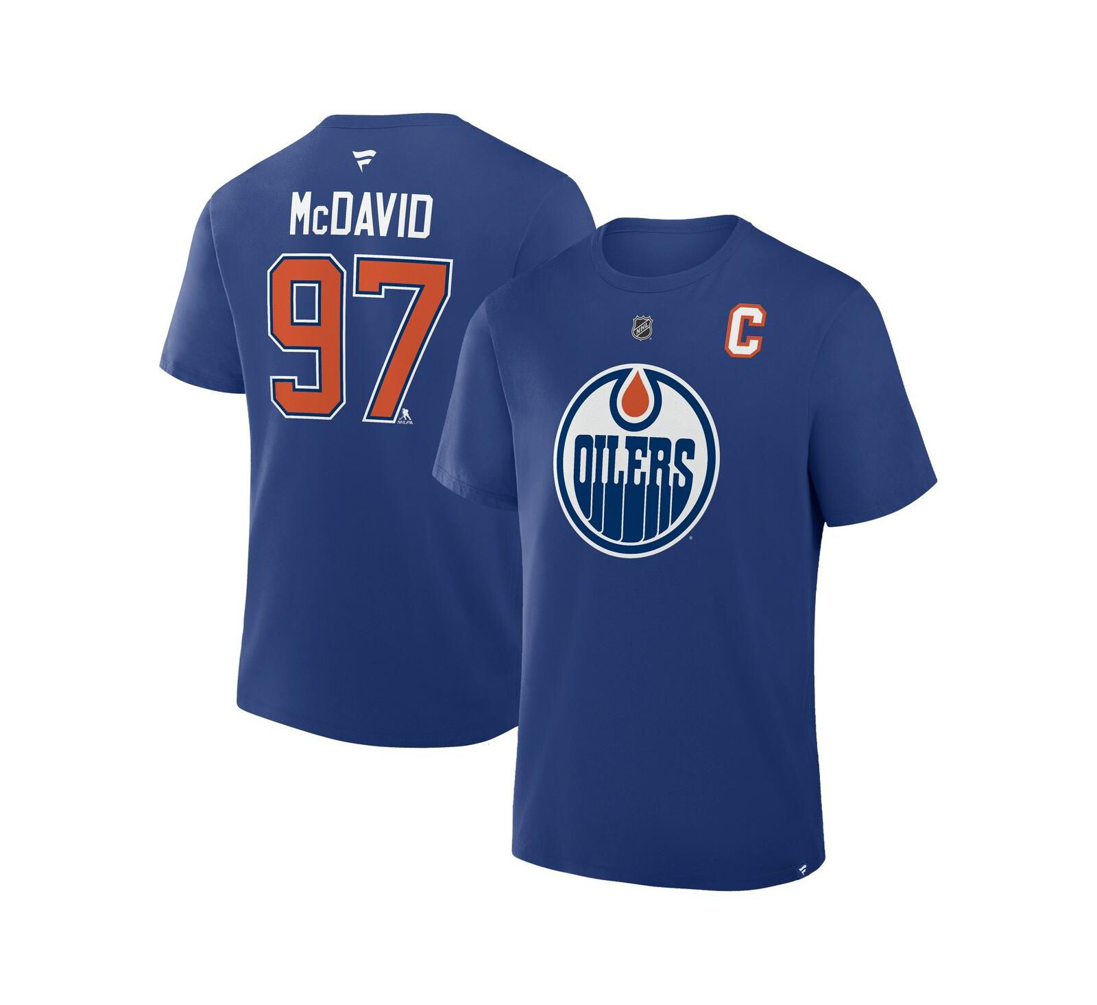 Мужская футболка Fanatics Connor McDavid Royal Edmonton Oilers Authentic Stack Name & Number