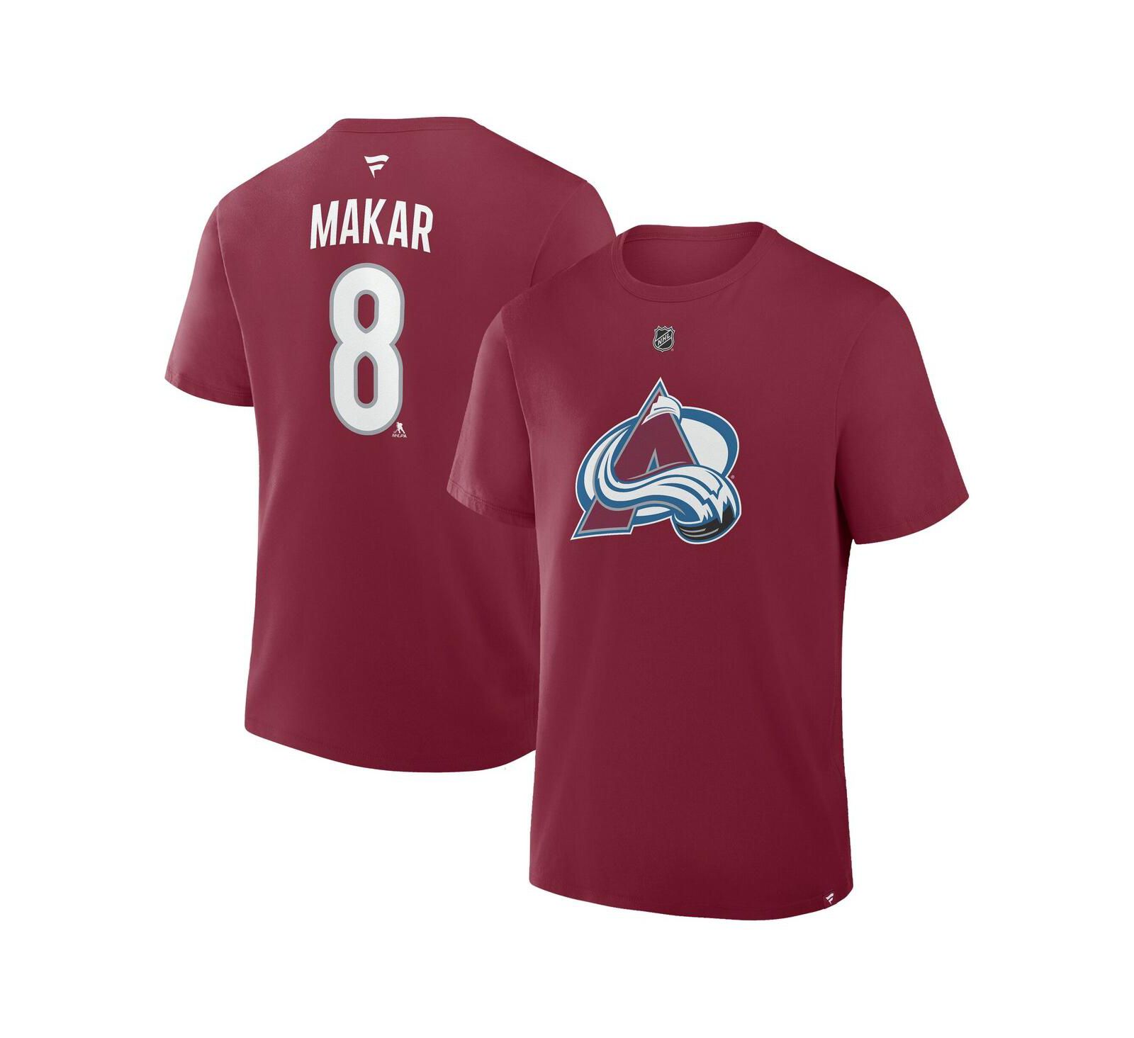 Мужская футболка Fanatics Cale Makar Burgundy Colorado Avalanche Authentic Stack Name & Number