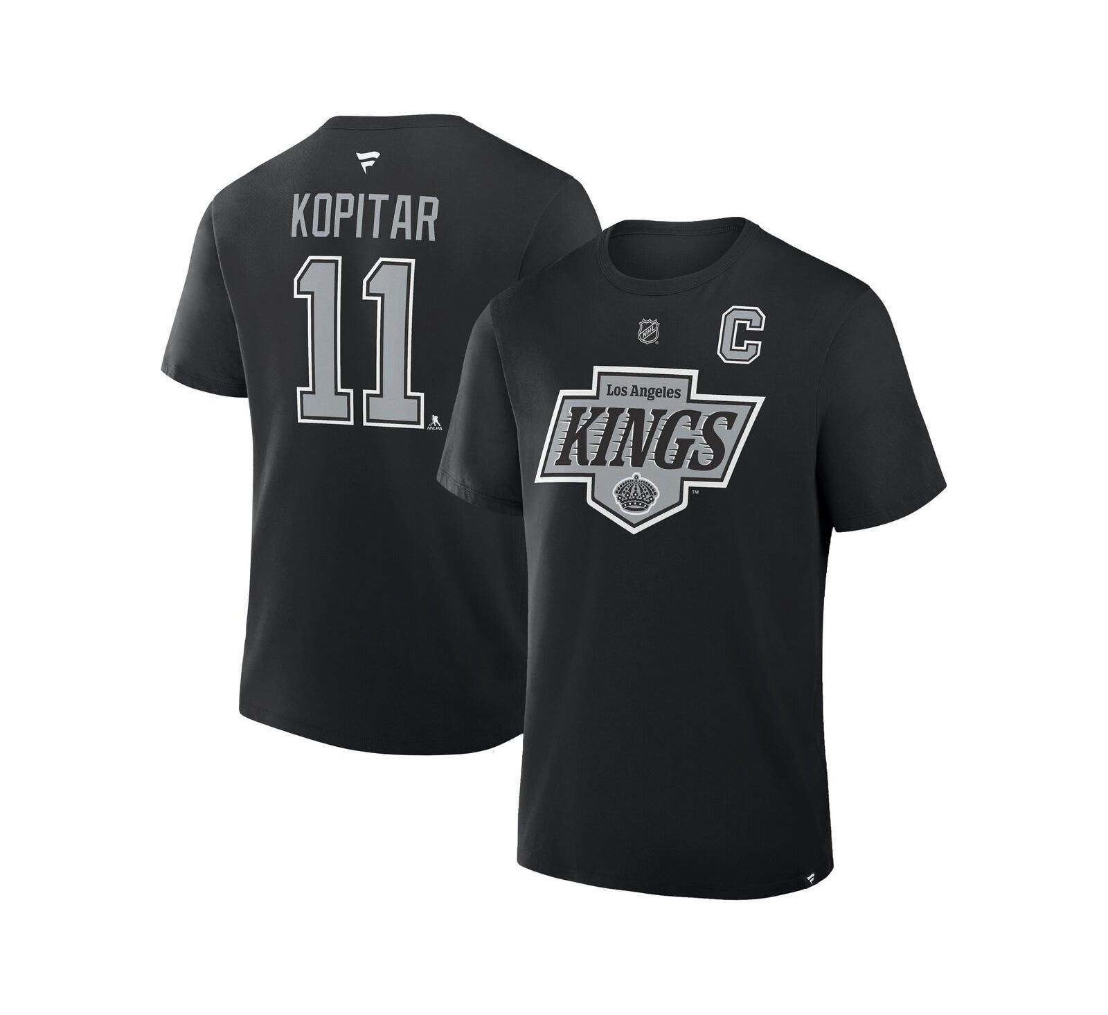 Fanatics Men's Anze Kopitar Black Los Angeles Kings Authentic Stack Name & Number T-Shirt