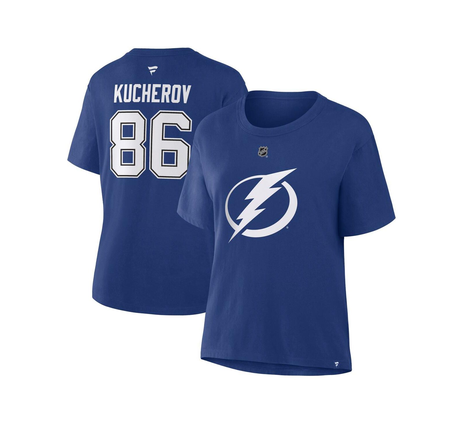 Fanatics Women's Nikita Kucherov Blue Tampa Bay Lightning Authentic Stack Name & Number T-Shirt